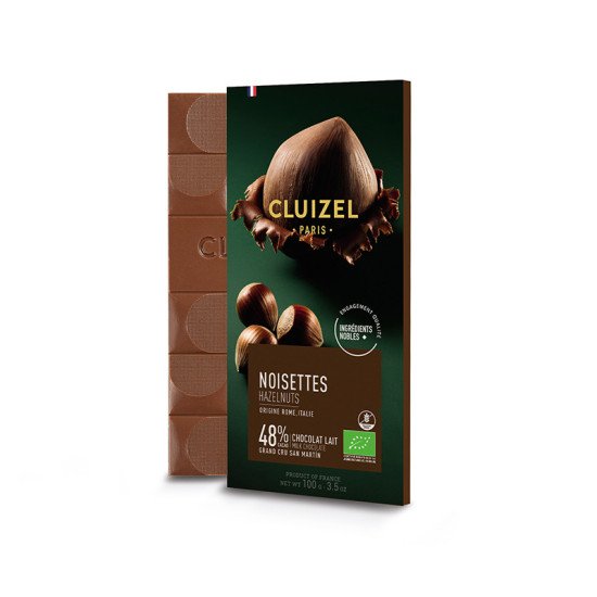 Tablette Lait 48% Noisettes Bio 100gr